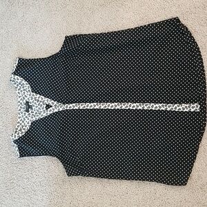 Talbots Large Petite Casual Floral Polka Dot Sleeveless Button-Up Top